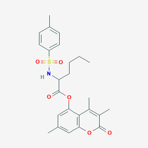 molecular formula C25H29NO6S B11144815 (3,4,7-trimethyl-2-oxochromen-5-yl) 2-[(4-methylphenyl)sulfonylamino]hexanoate 