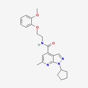 molecular formula C22H26N4O3 B11144851 1-cyclopentyl-N-[2-(2-methoxyphenoxy)ethyl]-6-methyl-1H-pyrazolo[3,4-b]pyridine-4-carboxamide 