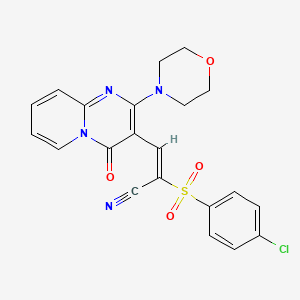 molecular formula C21H17ClN4O4S B11144887 (2E)-2-[(4-chlorophenyl)sulfonyl]-3-[2-(morpholin-4-yl)-4-oxo-4H-pyrido[1,2-a]pyrimidin-3-yl]prop-2-enenitrile 