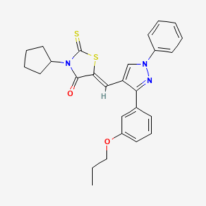 (5Z)-3-cyclopentyl-5-{[1-phenyl-3-(3-propoxyphenyl)-1H-pyrazol-4-yl]methylidene}-2-thioxo-1,3-thiazolidin-4-one