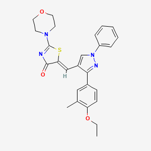 molecular formula C26H26N4O3S B11144915 (5Z)-5-{[3-(4-ethoxy-3-methylphenyl)-1-phenyl-1H-pyrazol-4-yl]methylidene}-2-(morpholin-4-yl)-4,5-dihydro-1,3-thiazol-4-one 