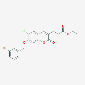 molecular formula C22H20BrClO5 B11144980 ethyl 3-{7-[(3-bromobenzyl)oxy]-6-chloro-4-methyl-2-oxo-2H-chromen-3-yl}propanoate 