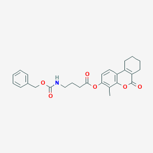 molecular formula C26H27NO6 B11145007 4-methyl-6-oxo-7,8,9,10-tetrahydro-6H-benzo[c]chromen-3-yl 4-{[(benzyloxy)carbonyl]amino}butanoate 