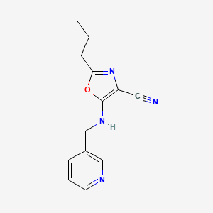 molecular formula C13H14N4O B11145077 2-Propyl-5-[(pyridin-3-ylmethyl)amino]-1,3-oxazole-4-carbonitrile 