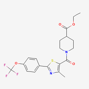 molecular formula C20H21F3N2O4S B11145087 Ethyl 1-({4-methyl-2-[4-(trifluoromethoxy)phenyl]-1,3-thiazol-5-yl}carbonyl)-4-piperidinecarboxylate 