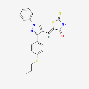 molecular formula C24H23N3OS3 B11145090 (5Z)-5-({3-[4-(butylsulfanyl)phenyl]-1-phenyl-1H-pyrazol-4-yl}methylidene)-3-methyl-2-thioxo-1,3-thiazolidin-4-one 