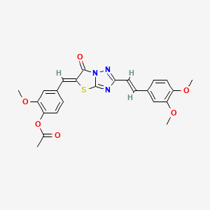 molecular formula C24H21N3O6S B11145120 4-[(Z)-{2-[(E)-2-(3,4-dimethoxyphenyl)ethenyl]-6-oxo[1,3]thiazolo[3,2-b][1,2,4]triazol-5(6H)-ylidene}methyl]-2-methoxyphenyl acetate 