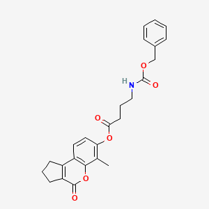 molecular formula C25H25NO6 B11145194 6-Methyl-4-oxo-1,2,3,4-tetrahydrocyclopenta[c]chromen-7-yl 4-{[(benzyloxy)carbonyl]amino}butanoate 