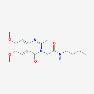 2-[6,7-dimethoxy-2-methyl-4-oxo-3(4H)-quinazolinyl]-N-isopentylacetamide