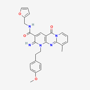 N-(furan-2-ylmethyl)-6-imino-7-[2-(4-methoxyphenyl)ethyl]-11-methyl-2-oxo-1,7,9-triazatricyclo[8.4.0.03,8]tetradeca-3(8),4,9,11,13-pentaene-5-carboxamide