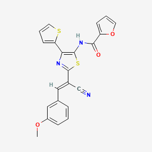 molecular formula C22H15N3O3S2 B11145238 N-{2-[(E)-1-cyano-2-(3-methoxyphenyl)ethenyl]-4-(thiophen-2-yl)-1,3-thiazol-5-yl}furan-2-carboxamide 