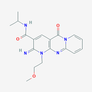 molecular formula C18H21N5O3 B11145246 6-imino-7-(2-methoxyethyl)-2-oxo-N-propan-2-yl-1,7,9-triazatricyclo[8.4.0.03,8]tetradeca-3(8),4,9,11,13-pentaene-5-carboxamide 