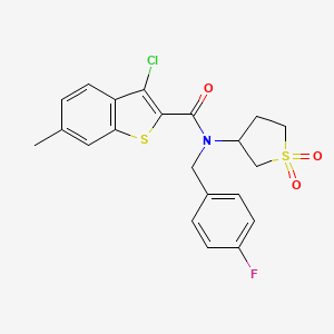 molecular formula C21H19ClFNO3S2 B11145261 3-chloro-N-(1,1-dioxidotetrahydrothiophen-3-yl)-N-(4-fluorobenzyl)-6-methyl-1-benzothiophene-2-carboxamide 