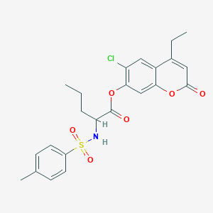 molecular formula C23H24ClNO6S B11145310 (6-chloro-4-ethyl-2-oxochromen-7-yl) 2-[(4-methylphenyl)sulfonylamino]pentanoate 