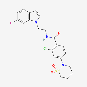 molecular formula C21H21ClFN3O3S B11145313 2-chloro-4-(1,1-dioxido-1,2-thiazinan-2-yl)-N-[2-(6-fluoro-1H-indol-1-yl)ethyl]benzamide 