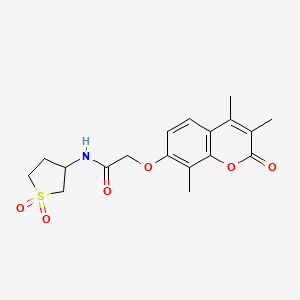 molecular formula C18H21NO6S B11145327 N-(1,1-dioxidotetrahydrothiophen-3-yl)-2-[(3,4,8-trimethyl-2-oxo-2H-chromen-7-yl)oxy]acetamide 