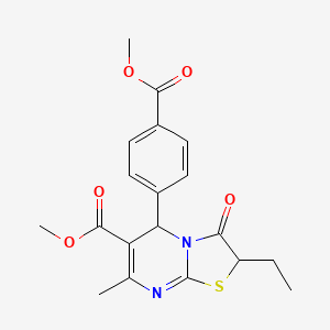 molecular formula C19H20N2O5S B11145369 methyl 2-ethyl-5-[4-(methoxycarbonyl)phenyl]-7-methyl-3-oxo-2,3-dihydro-5H-[1,3]thiazolo[3,2-a]pyrimidine-6-carboxylate 