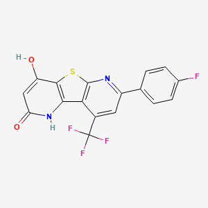 molecular formula C17H8F4N2O2S B11145376 11-(4-fluorophenyl)-6-hydroxy-13-(trifluoromethyl)-8-thia-3,10-diazatricyclo[7.4.0.02,7]trideca-1(9),2(7),5,10,12-pentaen-4-one 