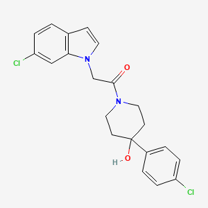 molecular formula C21H20Cl2N2O2 B11145420 1-[(6-chloro-1H-indol-1-yl)acetyl]-4-(4-chlorophenyl)-4-piperidinol 