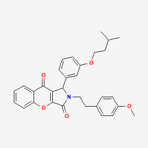 molecular formula C31H31NO5 B11145451 2-[2-(4-Methoxyphenyl)ethyl]-1-[3-(3-methylbutoxy)phenyl]-1,2-dihydrochromeno[2,3-c]pyrrole-3,9-dione 