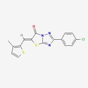 molecular formula C16H10ClN3OS2 B11145457 (5Z)-2-(4-chlorophenyl)-5-[(3-methylthiophen-2-yl)methylidene][1,3]thiazolo[3,2-b][1,2,4]triazol-6(5H)-one 