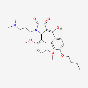 molecular formula C28H36N2O6 B11145475 4-[(4-butoxyphenyl)carbonyl]-5-(2,5-dimethoxyphenyl)-1-[3-(dimethylamino)propyl]-3-hydroxy-1,5-dihydro-2H-pyrrol-2-one 