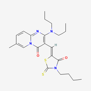 molecular formula C23H30N4O2S2 B11145479 3-[(Z)-(3-butyl-4-oxo-2-thioxo-1,3-thiazolidin-5-ylidene)methyl]-2-(dipropylamino)-7-methyl-4H-pyrido[1,2-a]pyrimidin-4-one 