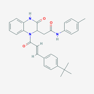 molecular formula C30H31N3O3 B11145487 2-{1-[(2E)-3-(4-tert-butylphenyl)prop-2-enoyl]-3-oxo-1,2,3,4-tetrahydroquinoxalin-2-yl}-N-(4-methylphenyl)acetamide 