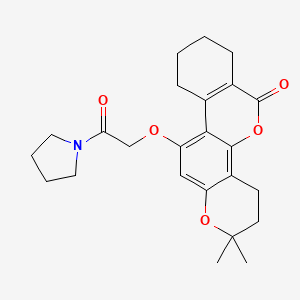 2,2-dimethyl-11-[2-oxo-2-(pyrrolidin-1-yl)ethoxy]-3,4,7,8,9,10-hexahydro-2H,6H-benzo[c]pyrano[2,3-h]chromen-6-one