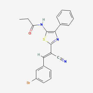 N-{2-[(E)-2-(3-bromophenyl)-1-cyanoethenyl]-4-phenyl-1,3-thiazol-5-yl}propanamide