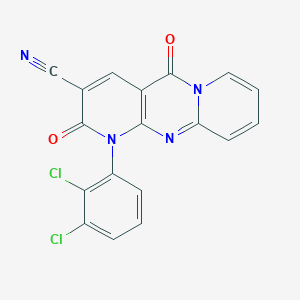 molecular formula C18H8Cl2N4O2 B11145536 7-(2,3-dichlorophenyl)-2,6-dioxo-1,7,9-triazatricyclo[8.4.0.03,8]tetradeca-3(8),4,9,11,13-pentaene-5-carbonitrile 