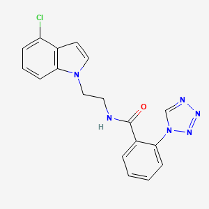 molecular formula C18H15ClN6O B11145541 N-[2-(4-chloro-1H-indol-1-yl)ethyl]-2-(1H-1,2,3,4-tetraazol-1-yl)benzamide 