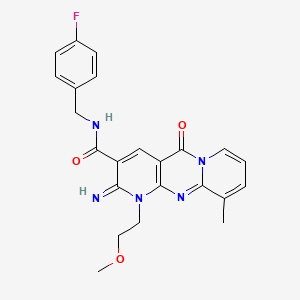 N-[(4-fluorophenyl)methyl]-6-imino-7-(2-methoxyethyl)-11-methyl-2-oxo-1,7,9-triazatricyclo[8.4.0.0^{3,8}]tetradeca-3(8),4,9,11,13-pentaene-5-carboxamide