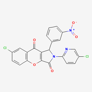 molecular formula C22H11Cl2N3O5 B11145618 7-Chloro-2-(5-chloropyridin-2-yl)-1-(3-nitrophenyl)-1,2-dihydrochromeno[2,3-c]pyrrole-3,9-dione 