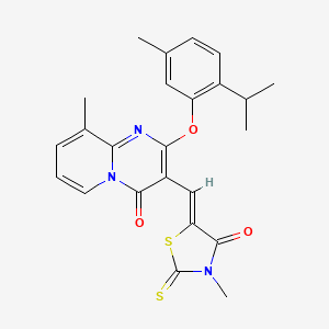 molecular formula C24H23N3O3S2 B11145636 5-{(Z)-1-[2-(2-isopropyl-5-methylphenoxy)-9-methyl-4-oxo-4H-pyrido[1,2-a]pyrimidin-3-yl]methylidene}-3-methyl-2-thioxo-1,3-thiazolan-4-one 