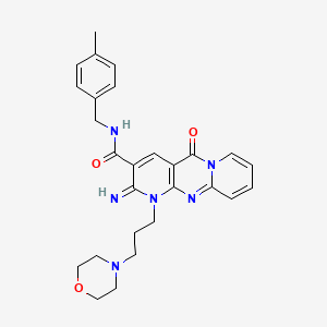 molecular formula C27H30N6O3 B11145649 [2-imino-1-(3-morpholin-4-ylpropyl)-5-oxo(1,6-dihydropyridino[1,2-a]pyridino[2,3-d]pyrimidin-3-yl)]-N-[(4-methylphenyl)methyl]carboxamide 