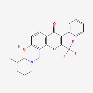 molecular formula C23H22F3NO3 B11145661 7-hydroxy-8-[(3-methylpiperidino)methyl]-3-phenyl-2-(trifluoromethyl)-4H-chromen-4-one 