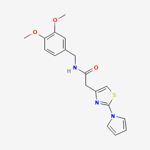 molecular formula C18H19N3O3S B11145669 N-(3,4-dimethoxybenzyl)-2-[2-(1H-pyrrol-1-yl)-1,3-thiazol-4-yl]acetamide 