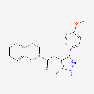 molecular formula C22H23N3O2 B11145721 1-(3,4-dihydroisoquinolin-2(1H)-yl)-2-[5-(4-methoxyphenyl)-3-methyl-1H-pyrazol-4-yl]ethanone 