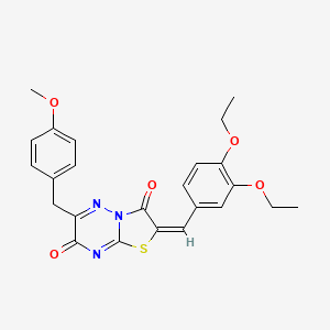 molecular formula C24H23N3O5S B11145776 (2E)-2-(3,4-diethoxybenzylidene)-6-(4-methoxybenzyl)-7H-[1,3]thiazolo[3,2-b][1,2,4]triazine-3,7(2H)-dione 