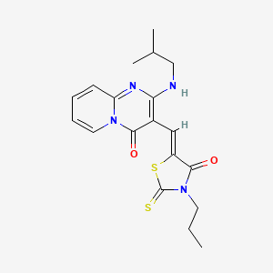 molecular formula C19H22N4O2S2 B11145808 2-[(2-methylpropyl)amino]-3-[(Z)-(4-oxo-3-propyl-2-thioxo-1,3-thiazolidin-5-ylidene)methyl]-4H-pyrido[1,2-a]pyrimidin-4-one 