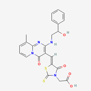 [(5Z)-5-({2-[(2-hydroxy-2-phenylethyl)amino]-9-methyl-4-oxo-4H-pyrido[1,2-a]pyrimidin-3-yl}methylidene)-4-oxo-2-thioxo-1,3-thiazolidin-3-yl]acetic acid