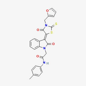 molecular formula C25H19N3O4S2 B11145826 2-{(3Z)-3-[3-(2-Furylmethyl)-4-oxo-2-thioxo-1,3-thiazolidin-5-ylidene]-2-oxo-2,3-dihydro-1H-indol-1-YL}-N-(4-methylphenyl)acetamide 