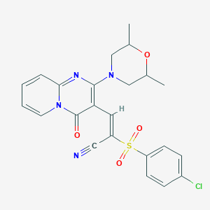 (2E)-2-[(4-chlorophenyl)sulfonyl]-3-[2-(2,6-dimethylmorpholin-4-yl)-4-oxo-4H-pyrido[1,2-a]pyrimidin-3-yl]prop-2-enenitrile