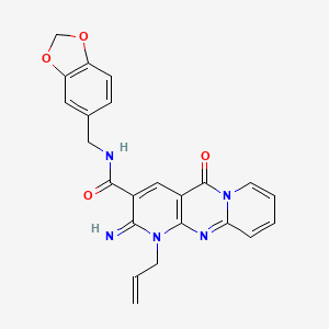 N-(1,3-benzodioxol-5-ylmethyl)-6-imino-2-oxo-7-prop-2-enyl-1,7,9-triazatricyclo[8.4.0.03,8]tetradeca-3(8),4,9,11,13-pentaene-5-carboxamide