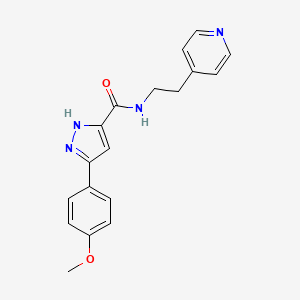 molecular formula C18H18N4O2 B11145852 5-(4-methoxyphenyl)-N-[2-(pyridin-4-yl)ethyl]-1H-pyrazole-3-carboxamide 