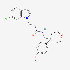 molecular formula C24H27ClN2O3 B11145890 3-(6-chloro-1H-indol-1-yl)-N-{[4-(4-methoxyphenyl)tetrahydro-2H-pyran-4-yl]methyl}propanamide 