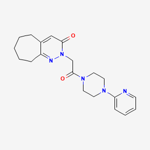 molecular formula C20H25N5O2 B11145903 2-{2-oxo-2-[4-(2-pyridyl)piperazino]ethyl}-2,5,6,7,8,9-hexahydro-3H-cyclohepta[c]pyridazin-3-one 