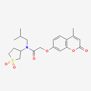 molecular formula C20H25NO6S B11145909 N-(1,1-dioxidotetrahydrothiophen-3-yl)-2-[(4-methyl-2-oxo-2H-chromen-7-yl)oxy]-N-(2-methylpropyl)acetamide 