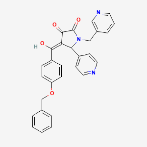 molecular formula C29H23N3O4 B11145961 4-{[4-(benzyloxy)phenyl]carbonyl}-3-hydroxy-5-(pyridin-4-yl)-1-(pyridin-3-ylmethyl)-1,5-dihydro-2H-pyrrol-2-one 